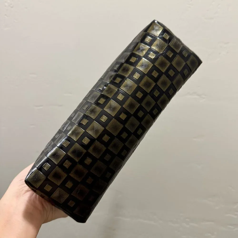 Vintage Pattern Genuine Calfskin Handmade Double Kisslock Purse/Multi Use Style